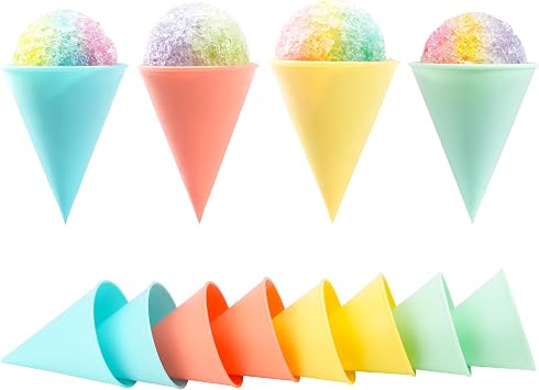 8-Pack Reusable Plastic Snow Cone Cups - Compatible with Nostalgia & Cuisinart Snow Cone Machine, Shaved Ice Cups for Syrup, 4oz