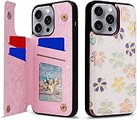 Vista 282 de UEEBAI Funda tipo cartera para iPhone 15 Pro Max con tarjetero, cubierta de cuero PU con soporte, bloqueo RFID, doble cierre magnético, relieve