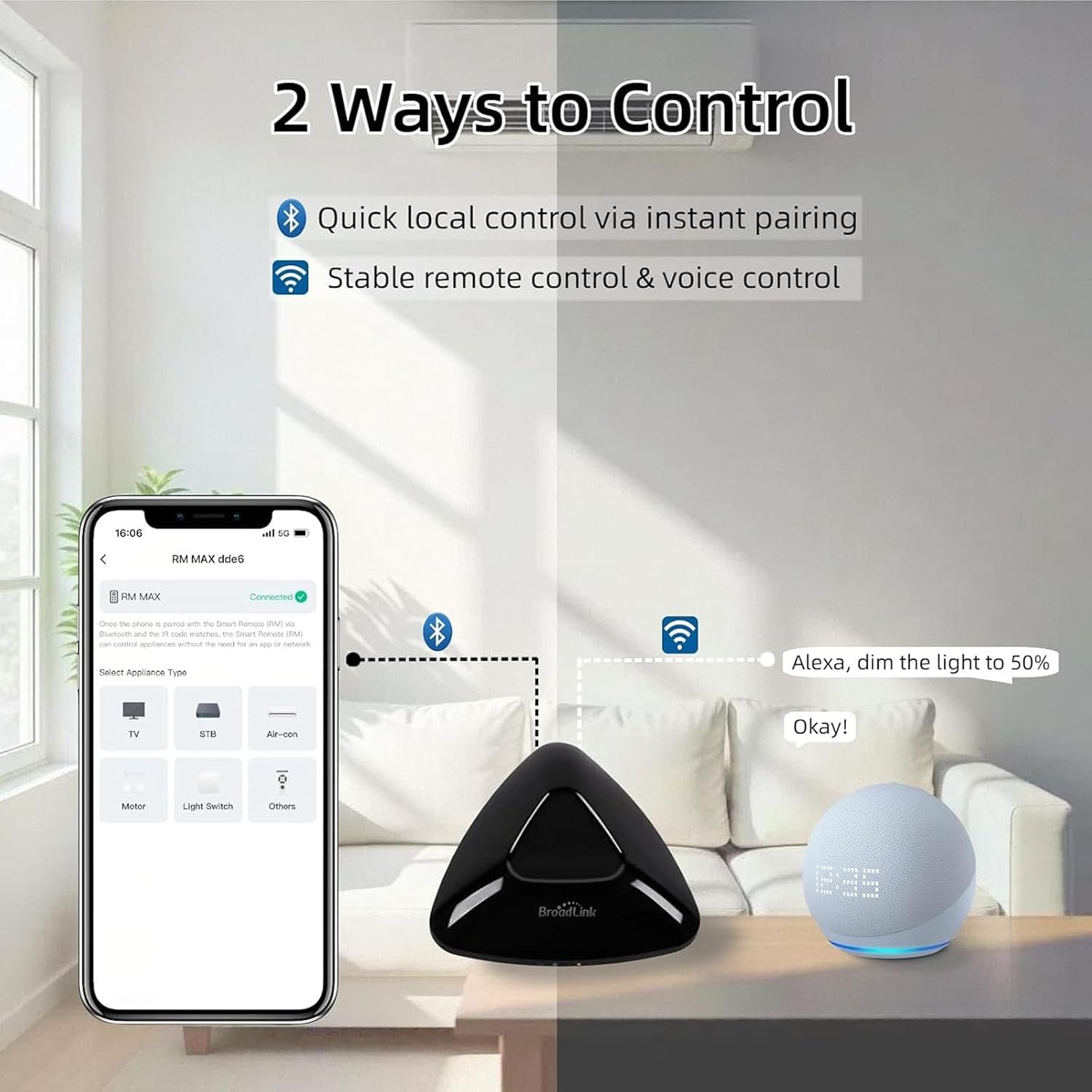 Broadlink RM Max Smart Remote Matter Compatibility IR/RF Universal Remote | Smart Home Hub for TV/AC,2.4GHz Wi-Fi Optional for Local Use,Support Alexa/Google/Home Assistant,with Adapter & Sensor Cable 8 71pPD1obHDL. AC SL1500