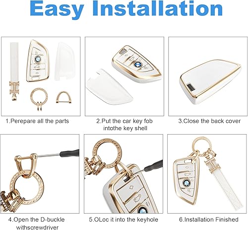 Miniatura 4 de ATIMOMIAO Funda para llavero para accesorios de BMW, funda de TPU suave con llavero compatible con BMW 2, 3, 4, 5, 6, 7 Series X1, X2, X3, X5 X6