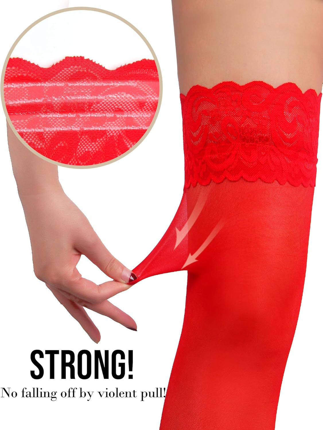 Plus Size Thigh High Stockings Silicone Lace Top Stay Up Pantyhose Sexy Vintage Lace Stockings XS-5XL - Image 5