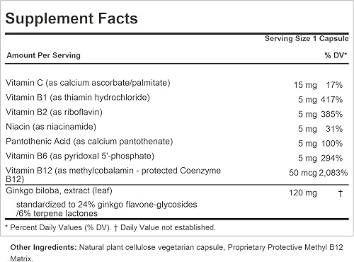 Miniatura 2 de ANDREW LESSMAN Ginkgo Biloba 120-30 cápsulas  Extracto estandarizado para mantener el flujo de oxígeno y nutrientes para alimentar el cerebro. Apoya