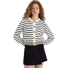 Cool Regular Fit Striped Bike Collar Button Knitwear Cardigan