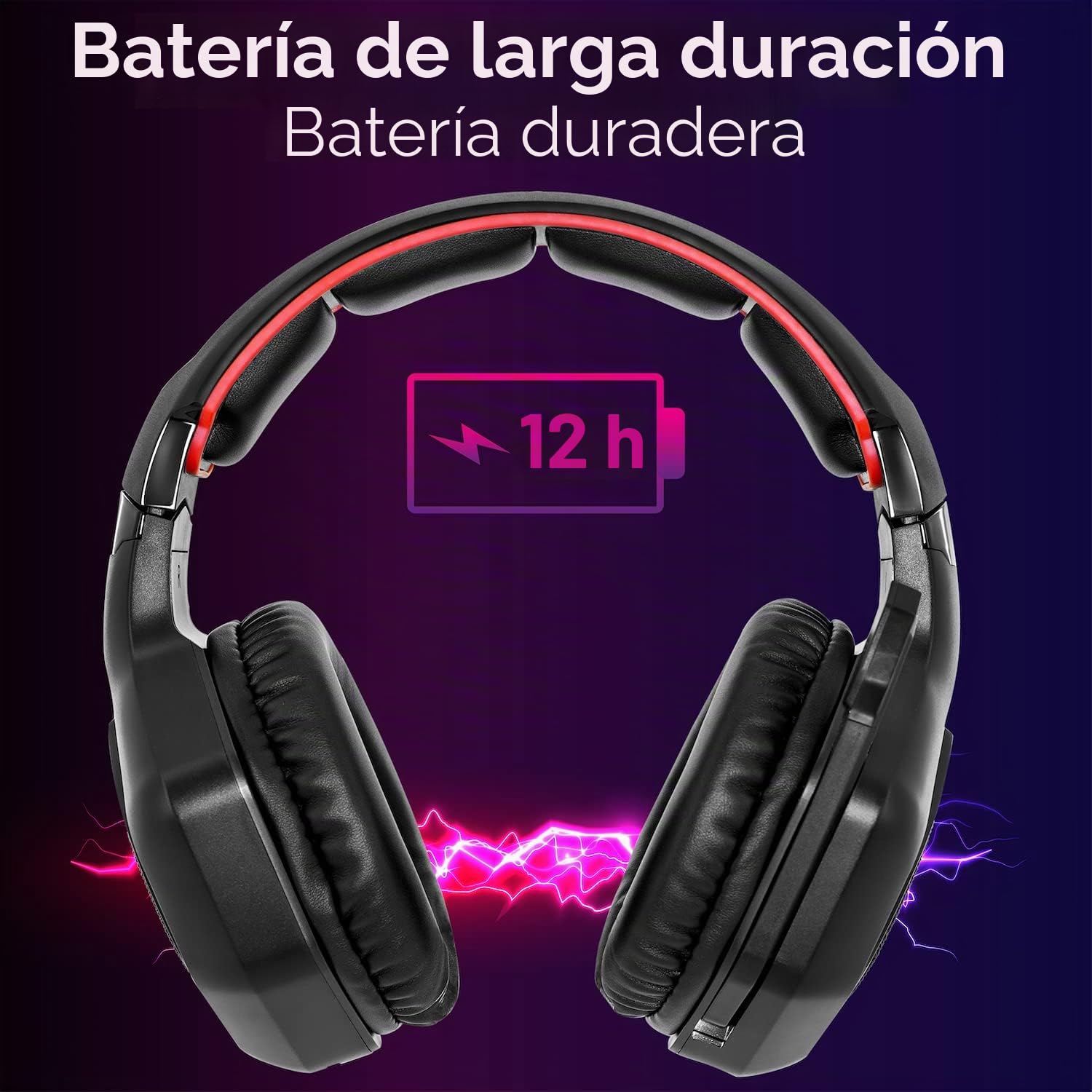 EMPIRE GAMING - WarCry P-W1 Cascos Auriculares Gaming Inalámbrico con Micrófono - PC/PS4/PS5/Xbox/Switch/Mac -2,4 GHz Wireless - Sonido Estéreo Surround -LED Roja