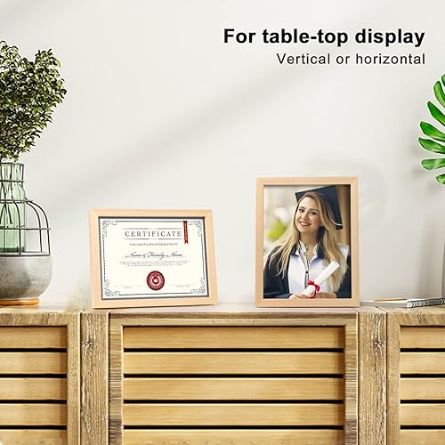Vista 302 de KINLINK Marco de fotos A4 natural, de madera maciza con plexiglás acrílico para fotos A5 con paspartú o A4 sin paspartú, marco de fotos para mesa