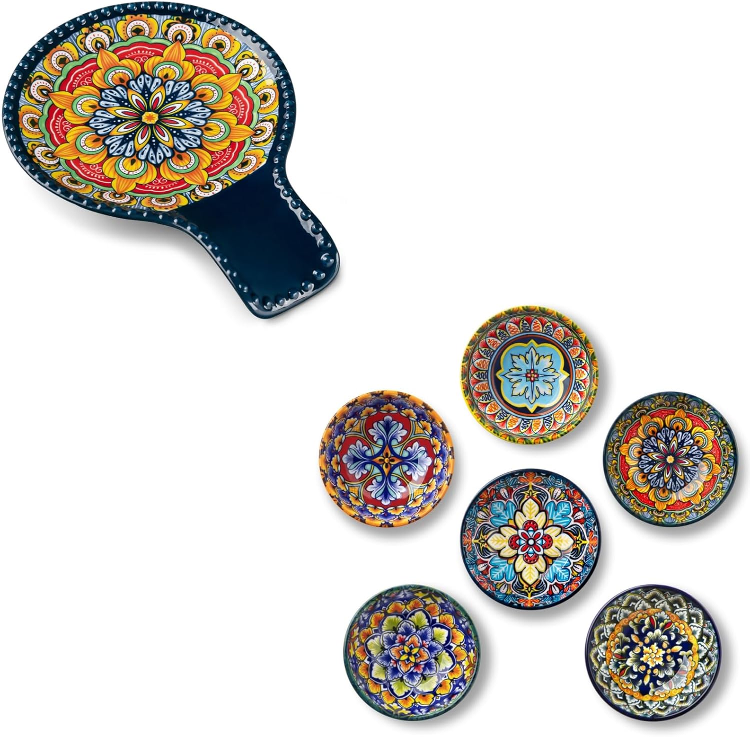 vancasso Ceramic Spoon Rest for Stove Top, 2.7 Oz Ceramic Dipping Bowls Sets of 6