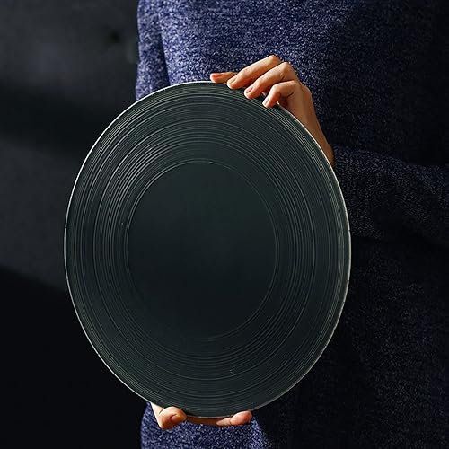 Miniatura 5 de WULFY Vajilla Vajilla - Plato plano de cerámica occidental, plato grande de carne de 12 pulgadas, plato redondo para cena, plato plano para pizza