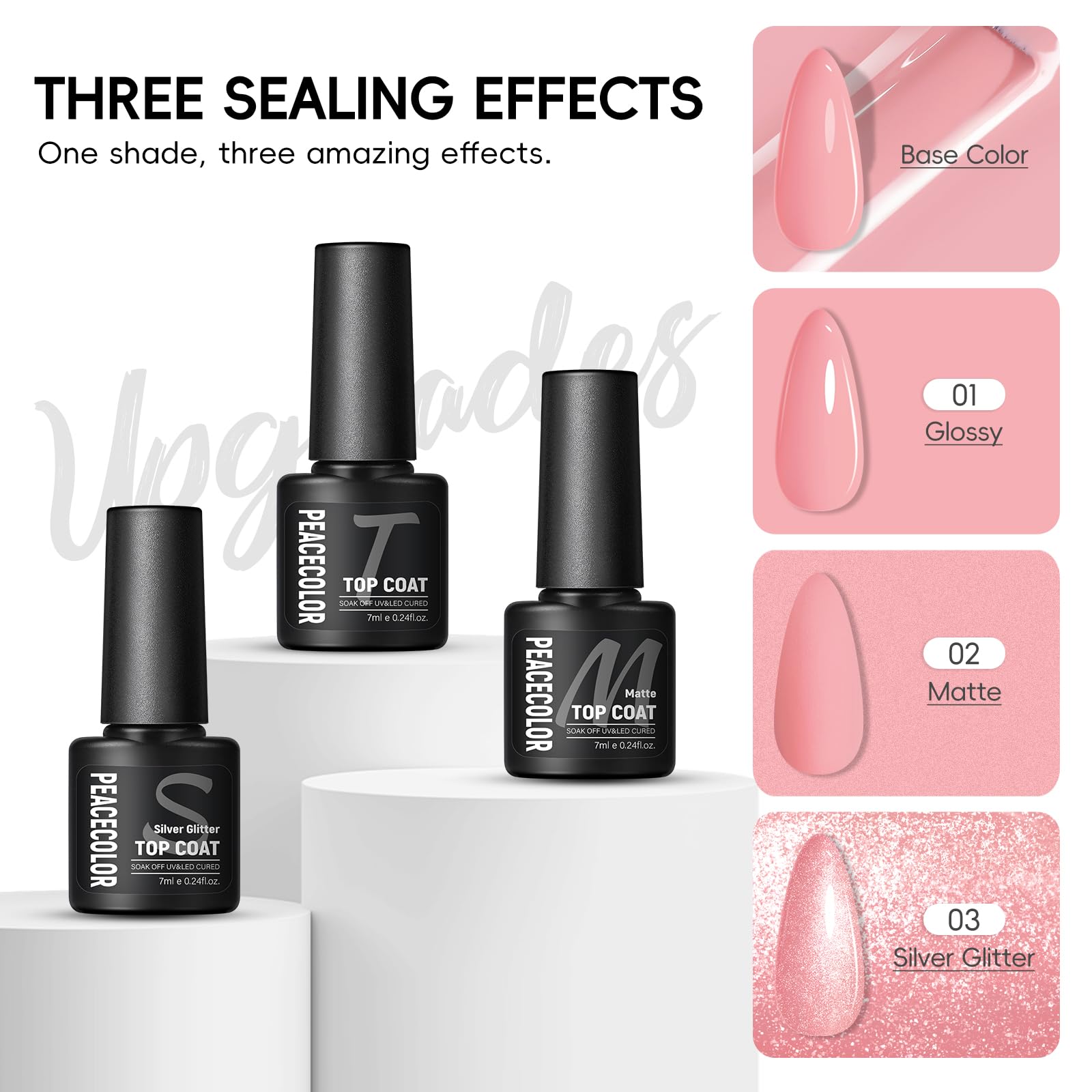 PEACECOLOR 44 Pezzi Kit Semipermanente Unghie, 22 Colori Smalti Semipermanenti per Unghie con Lampada UV Led, Top Base Opaco Glitter Coat,per Principianti Fai da Te