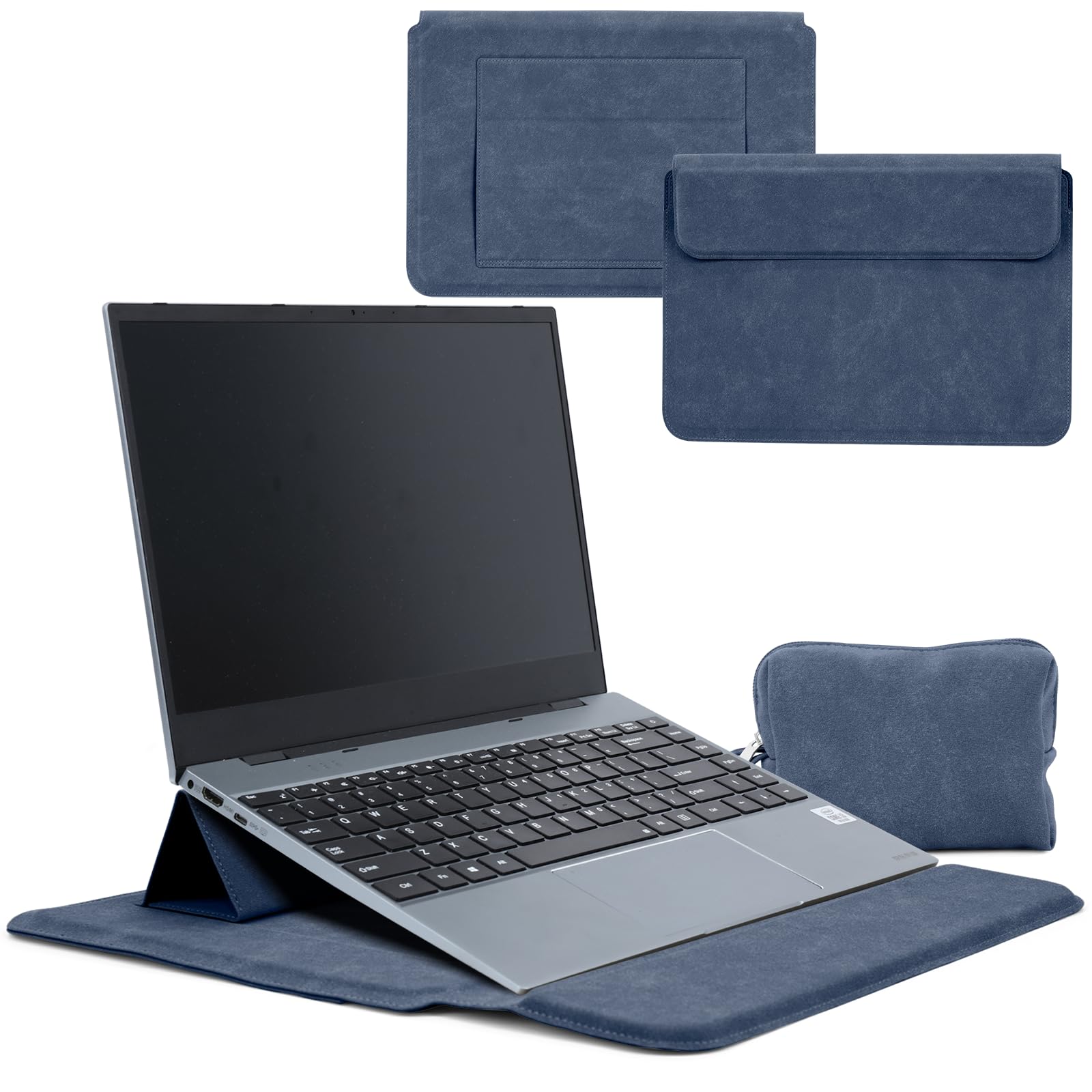 HaruYo 12-13-14-15-15.6-16 Pulgadas Funda para Ordenador Portátil con Soporte Ajustable y Reposamuñecas Integrado, Cuero de PU, para MacBook Air/Pro/Surface DELL Lenovo HP ASUS Acer PC 15" -16"