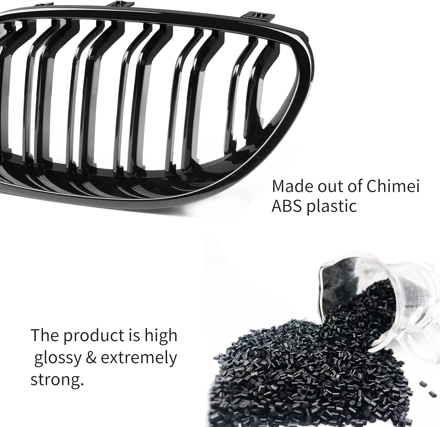 E60 Grille, ABS Front Replacement Kidney Grill for BMW 5 Series E60 E61 Gloss Black