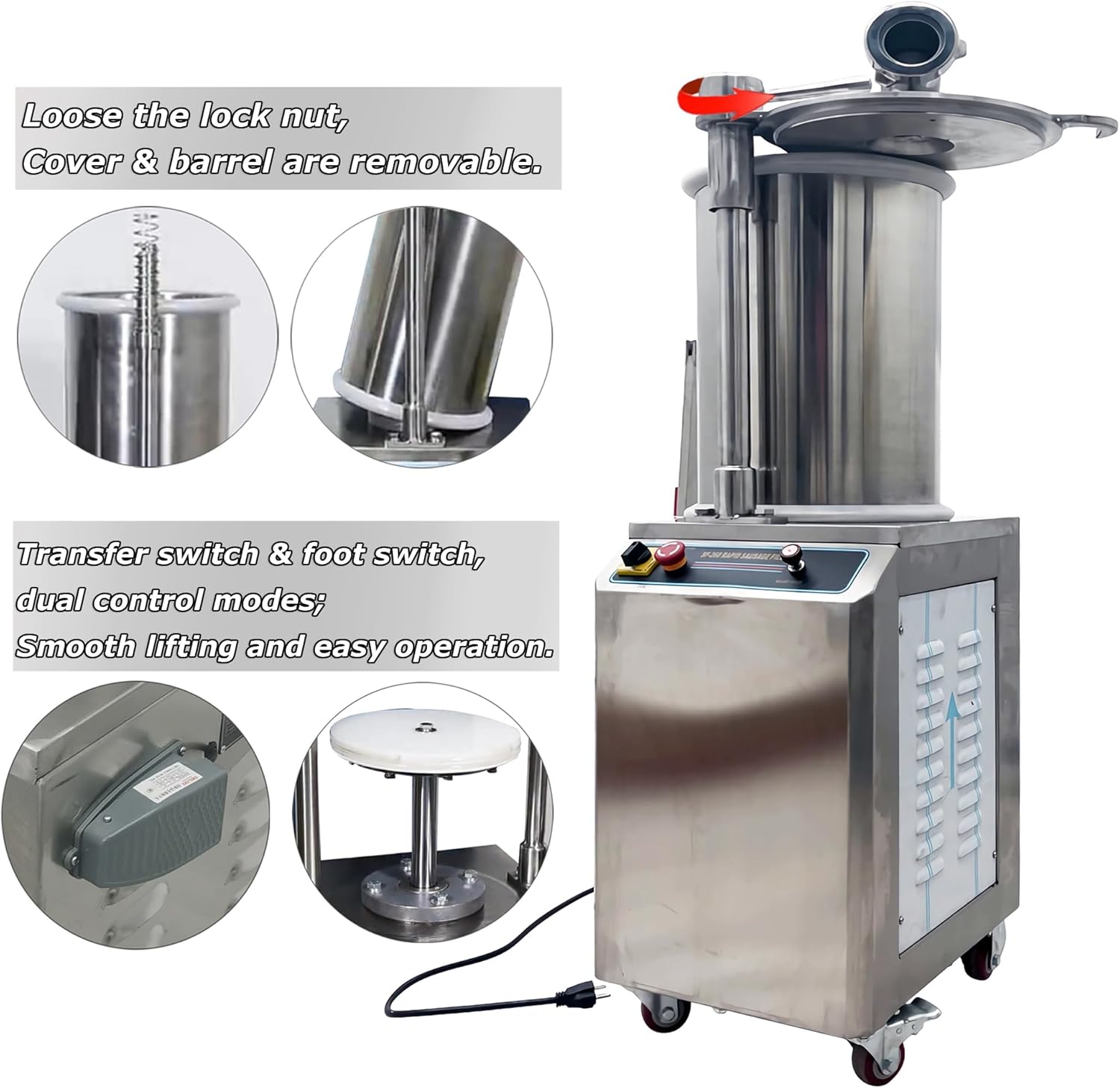 INTSUPERMAI 35L Hydraulic Pressure Sausage Maker Machine for Commercial and Home Use - 110V 1100W, 3 Stuffing Tubes, and Easy Operation - Perfect for Salami, Sausages, and More