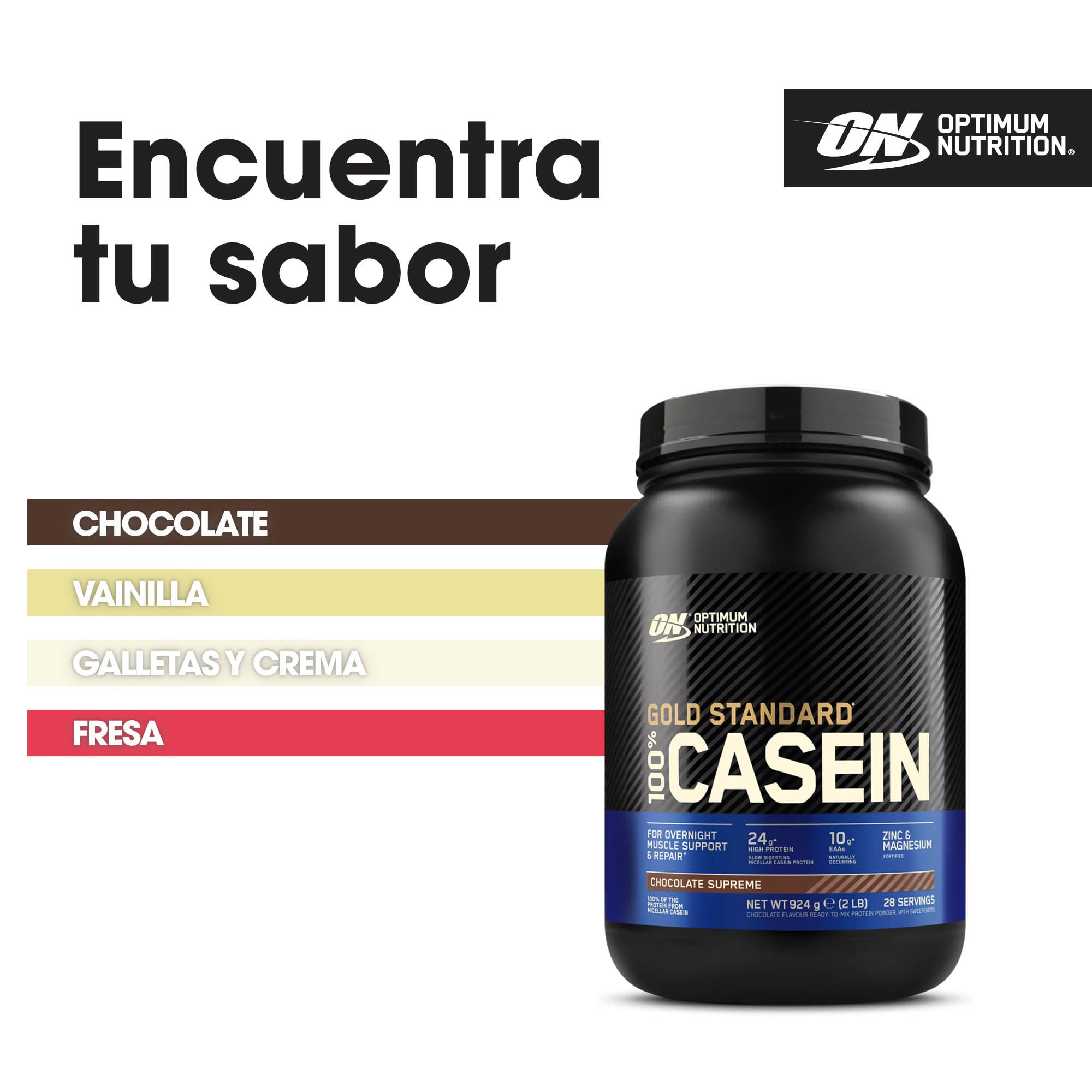 Optimum Nutrition Gold Standard 100% Proteína de Caseína en Polvo, Sabor Chocolate Supremo, 924g, 24 Servicios