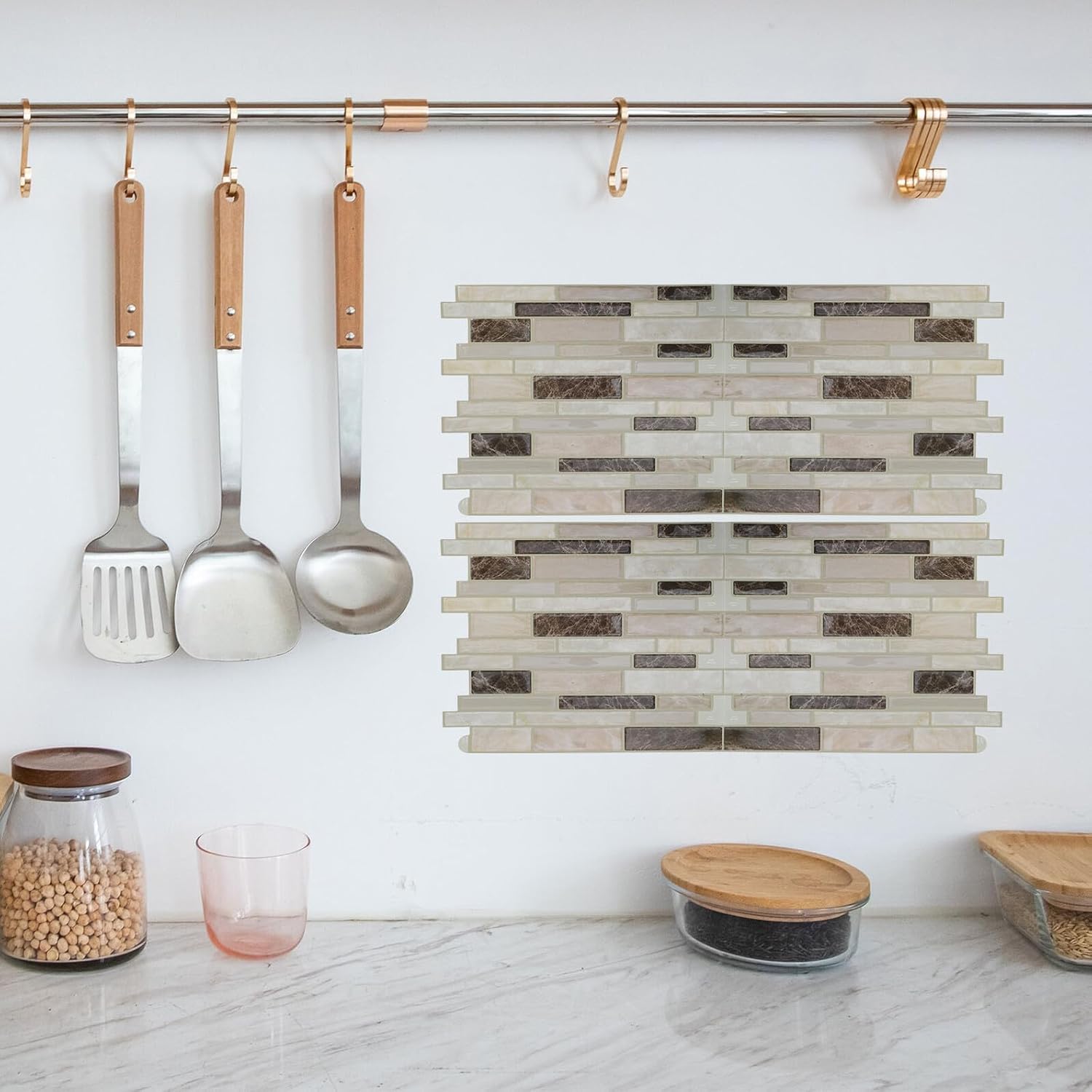 SECFOU 10pcs Waterproof Marble Pattern PVC Wall Stickers, Self-Adhesive Peel and Stick Backsplash Tiles for Kitchen and Bathroom, 30.5x30.5cm Faux Tile Decals for Home Decor