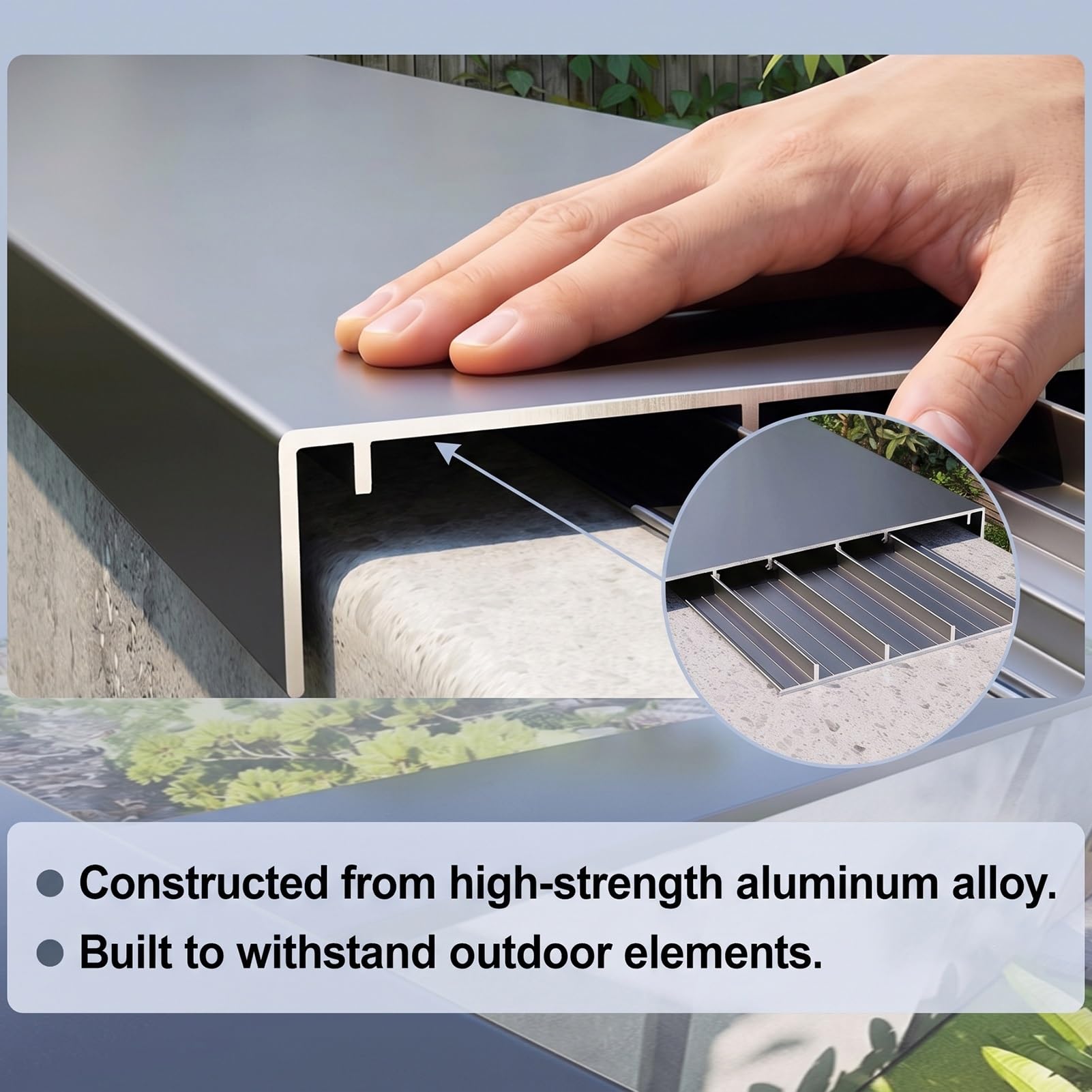 Cubremuros De Aluminio Con Canal LED | Grosor 0,2cm, para Ancho de 13-30,5cm, Albardilla para Parapeto con Vierteaguas y Base