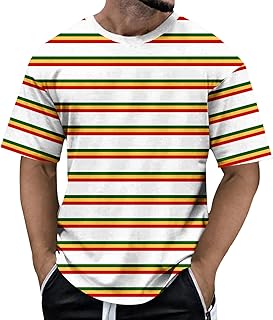 Camiseta de manga corta para hombre con cuello redondo con estampado a rayas de color sólido, camisa holgada para el tiempo libre, camisa de senderismo, ligera, cómoda, camisa de verano fina,