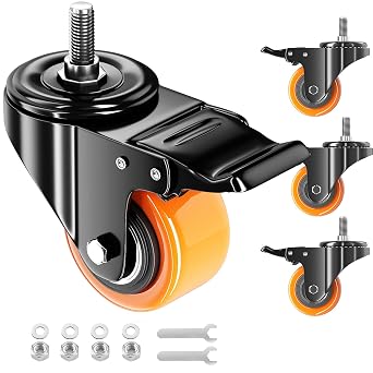Stem Caster Wheels 2 inch Heavy Duty, Swivel Threaded Stem Mount Casters Set of 4 with American Size UNC 5/16"-18 x 1
