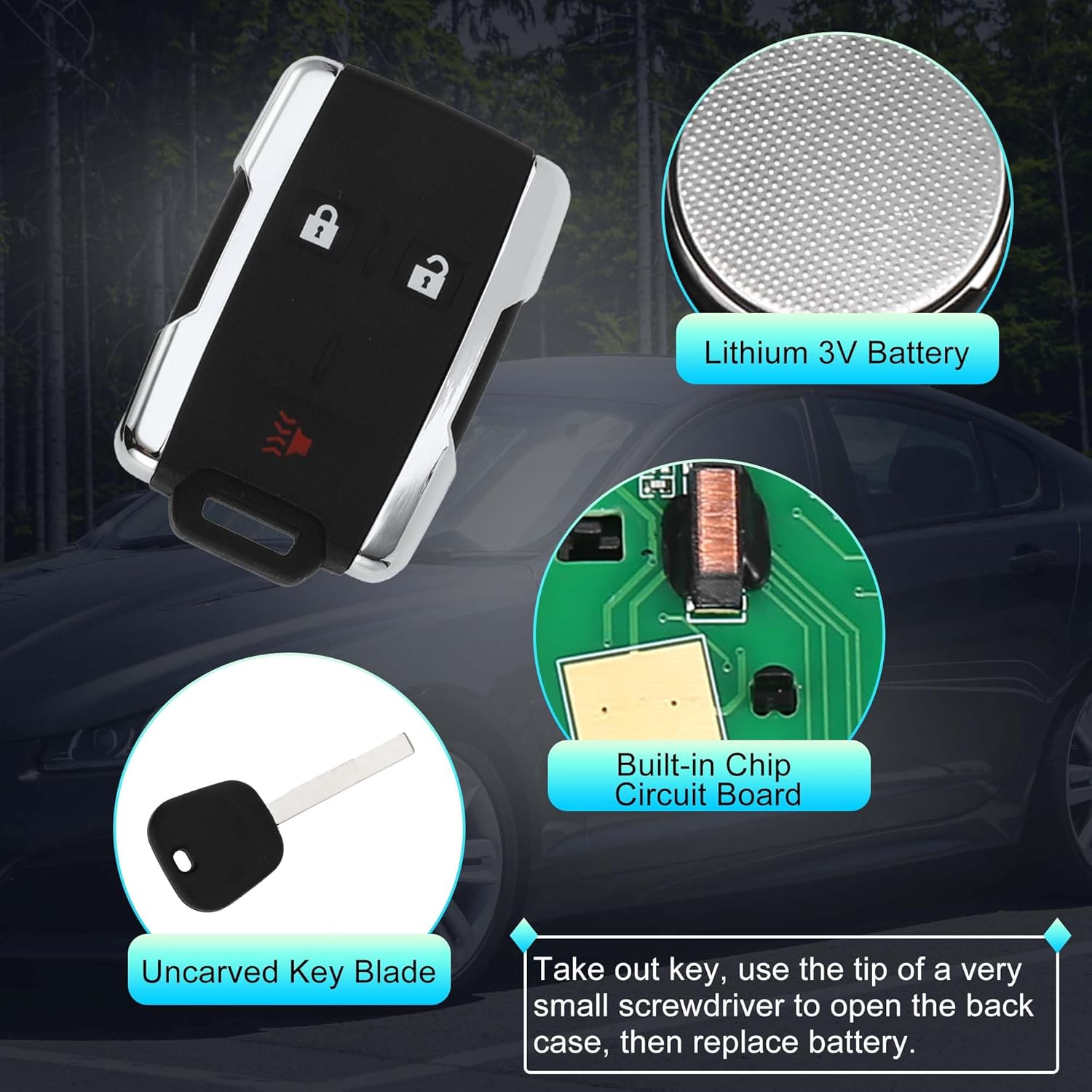 X AUTOHAUX 2pcs 315MHz M3N-32337100 Keyless Entry Remote Ignition Transponder Key Fob for Chevrolet Silverado for GMC Sierra 2014-2019 46 Chip 3 Buttons