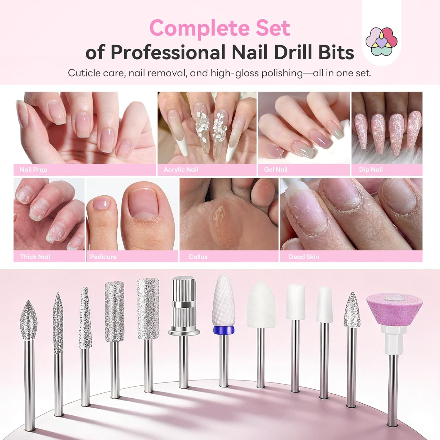 SAVILAND 2026 Electric Nail Drill Professional: 40000RPM 30-Second Removal & All-Day Runtime, Nail File with LED Display & Complete Bits Set for Acrylic, Dip Nails, Salon & Home Use (Gradient Pink)