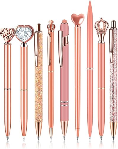 Miniatura 7 de amassan Juego de bolígrafos de metal con diamantes de cristal para suministros de escritorio de oficina y boda (amarillo)