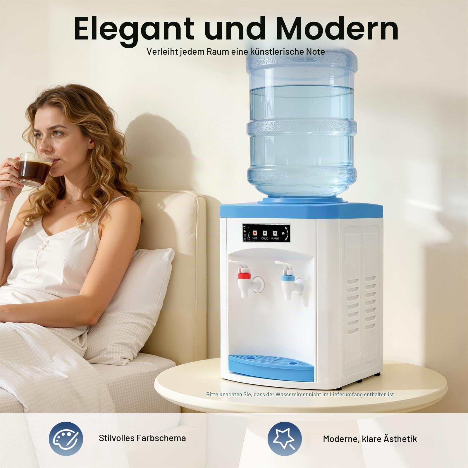 550W Heiß und Kalt Wasserspender, 220V Elektrischer Tischwasserspender, für 5-18L Wasserflaschen, mit Kontrollleuchten und Abnehmbarer Tropfschale, Ideal für Büro, Zuhause und Küche