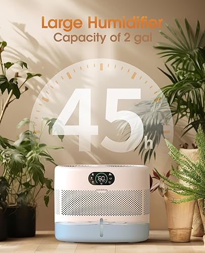 Miniatura 8 de Humidificador evaporativo de mecha reutilizable para dormitorio, humidificador silencioso y saludable para bebé, sin polvo blanco, humidificador