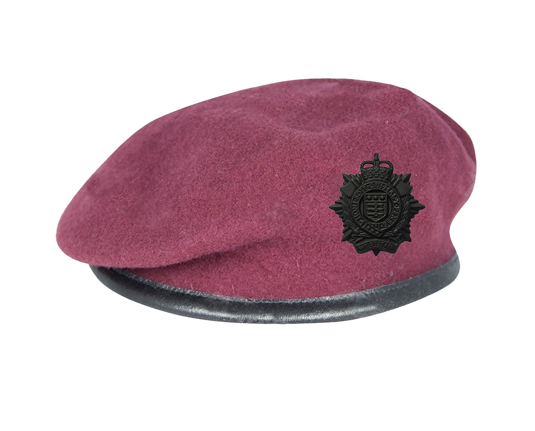 Royal Logistic Corps Airborne Para Maroon Beret + Black Cap Badge - RLC 52-62m (57cm)