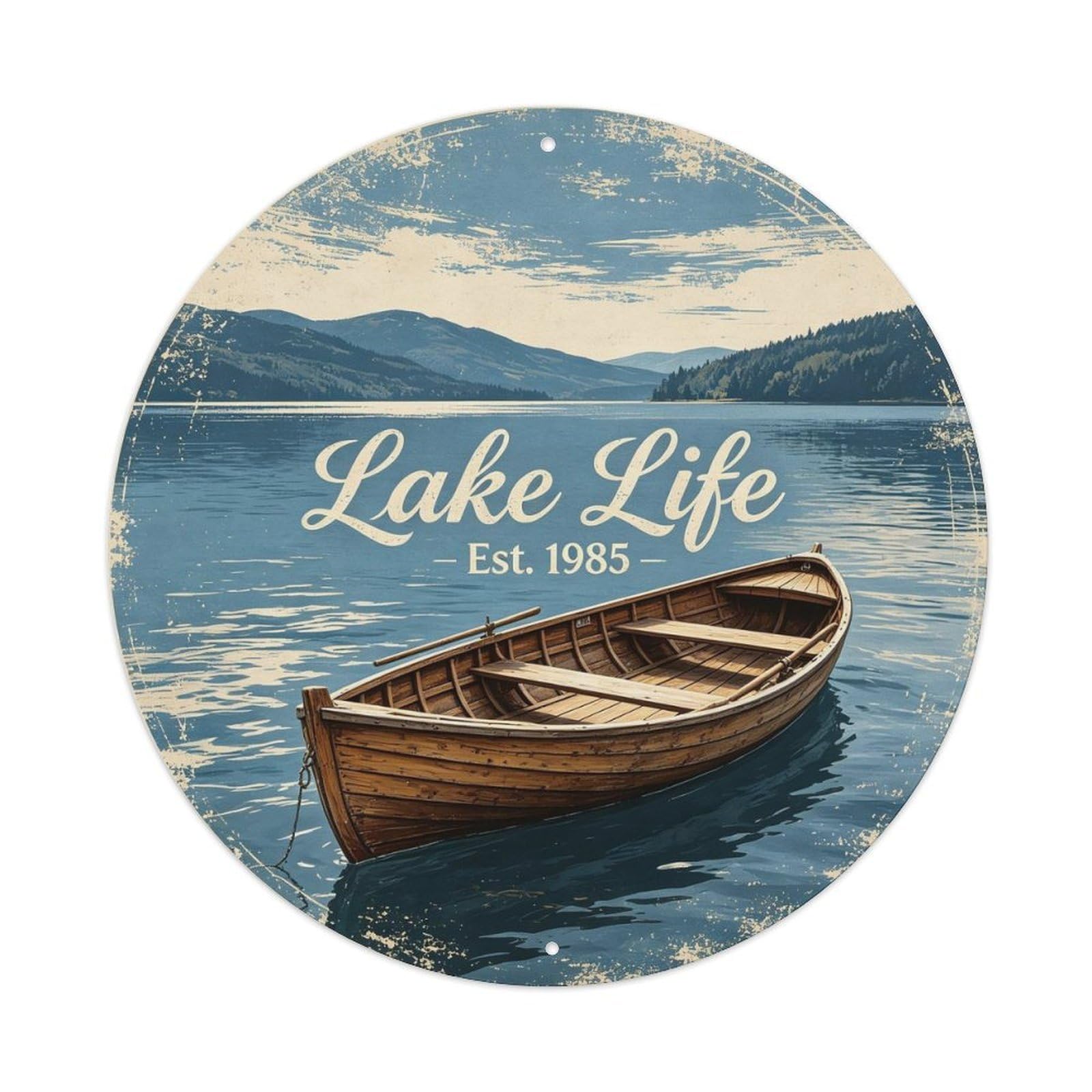 Lake Life Est. 1985 Metal Tin Sign Plaque