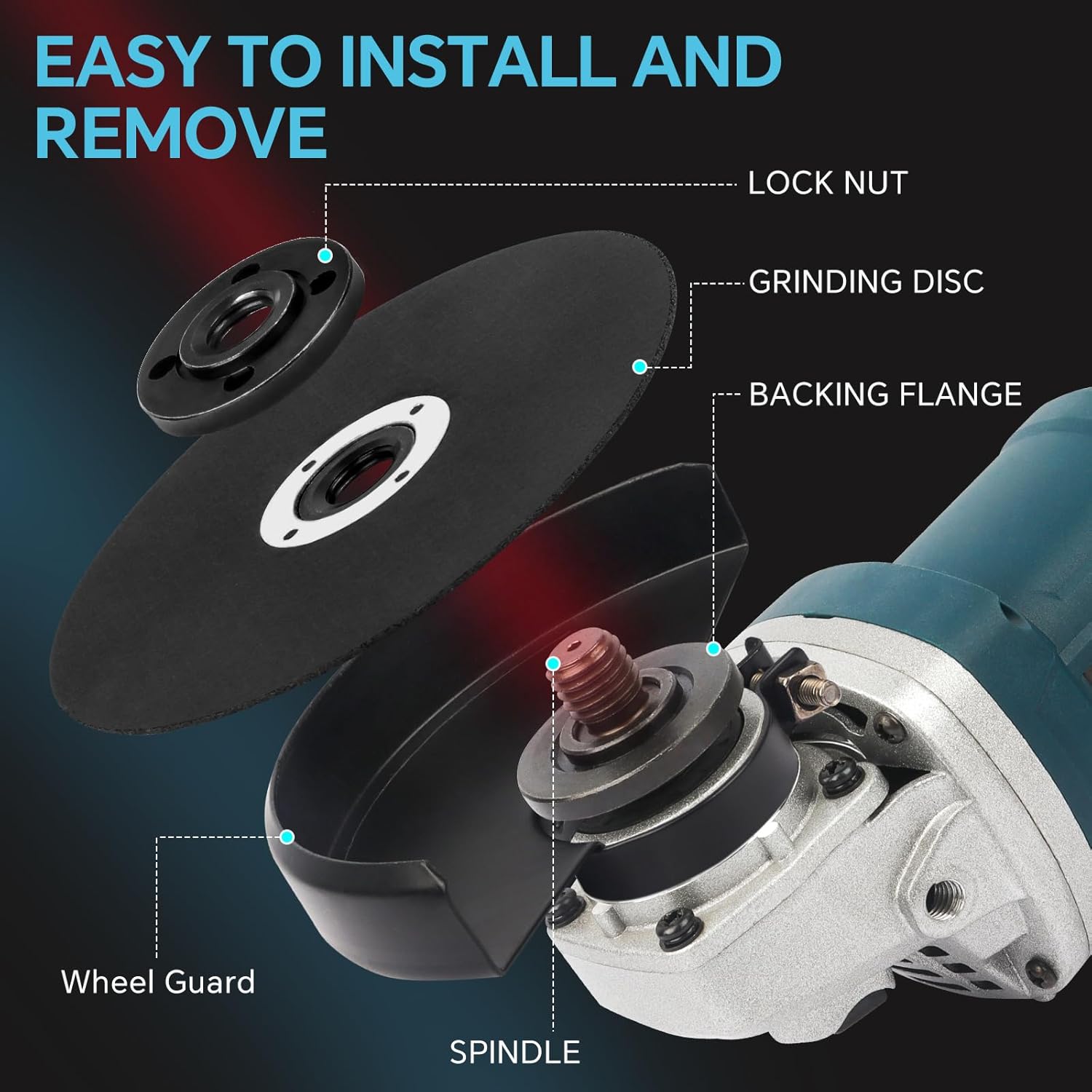 S-LONG Angle Grinder with 2-position non-slip rubber handle