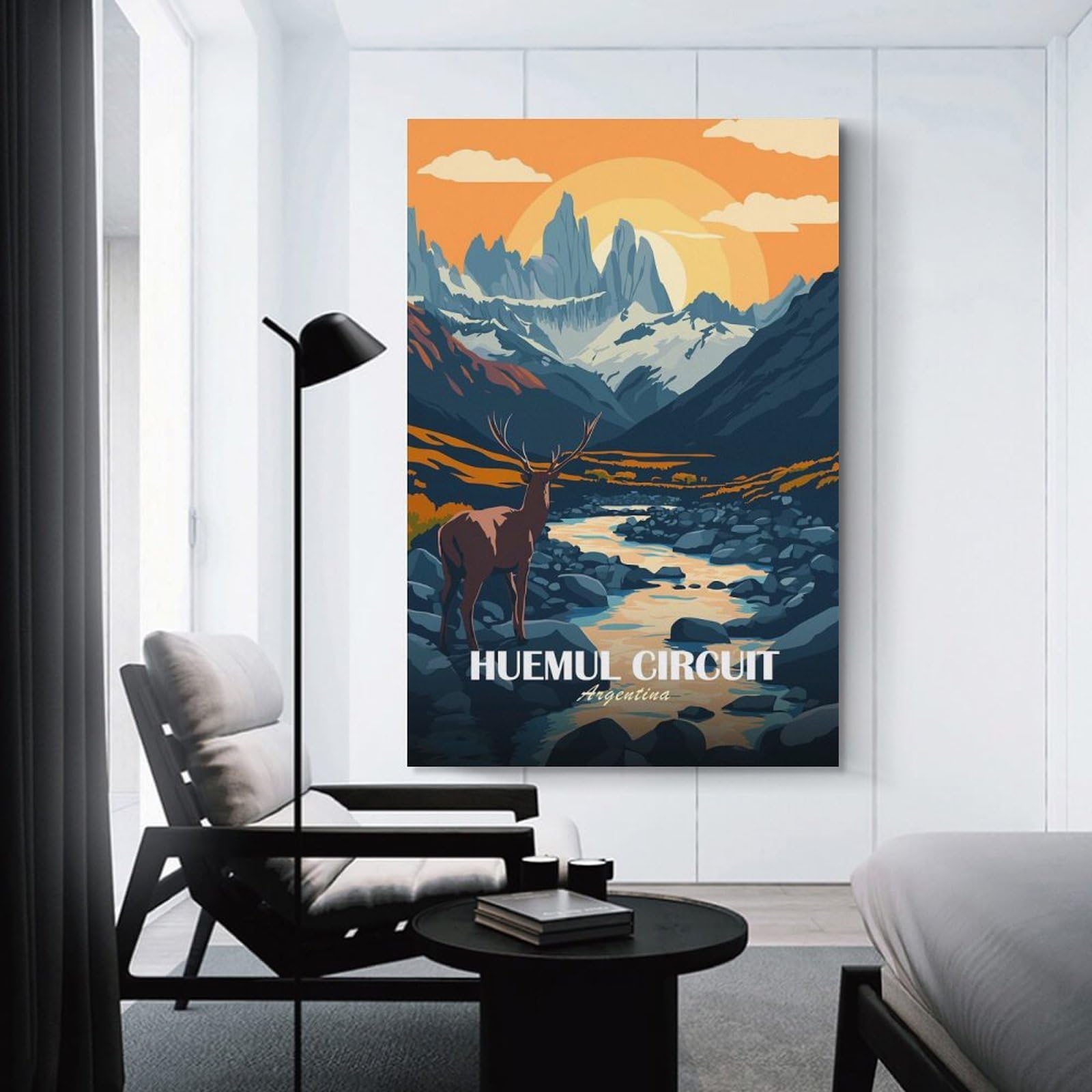 Junmoney Huemul Circuit Argentina Landscape Hanging Wall Art, 24x36inch(60x90cm), for Living Room, Bedroom, Office Or Hallway, Decorative Artwork with Broad Appeal
