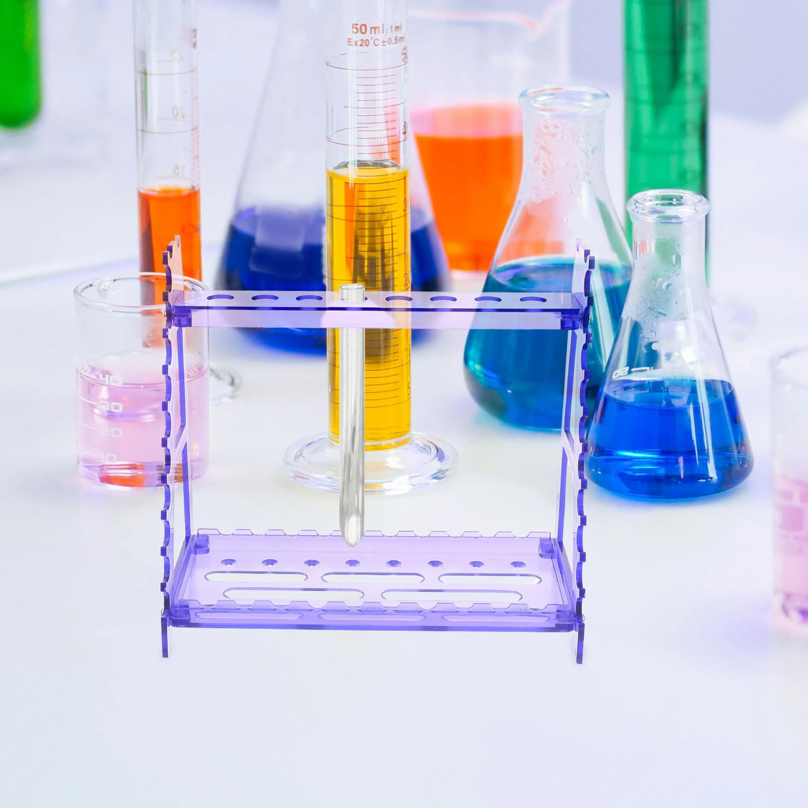 Support de Pipette en Ps Pourpre Détachable, Support T Incliné | Nettoyage Facile, Rack de Stockage pour Laboratoire, Accessoire pour Expérience, Usage Multi-pipettes