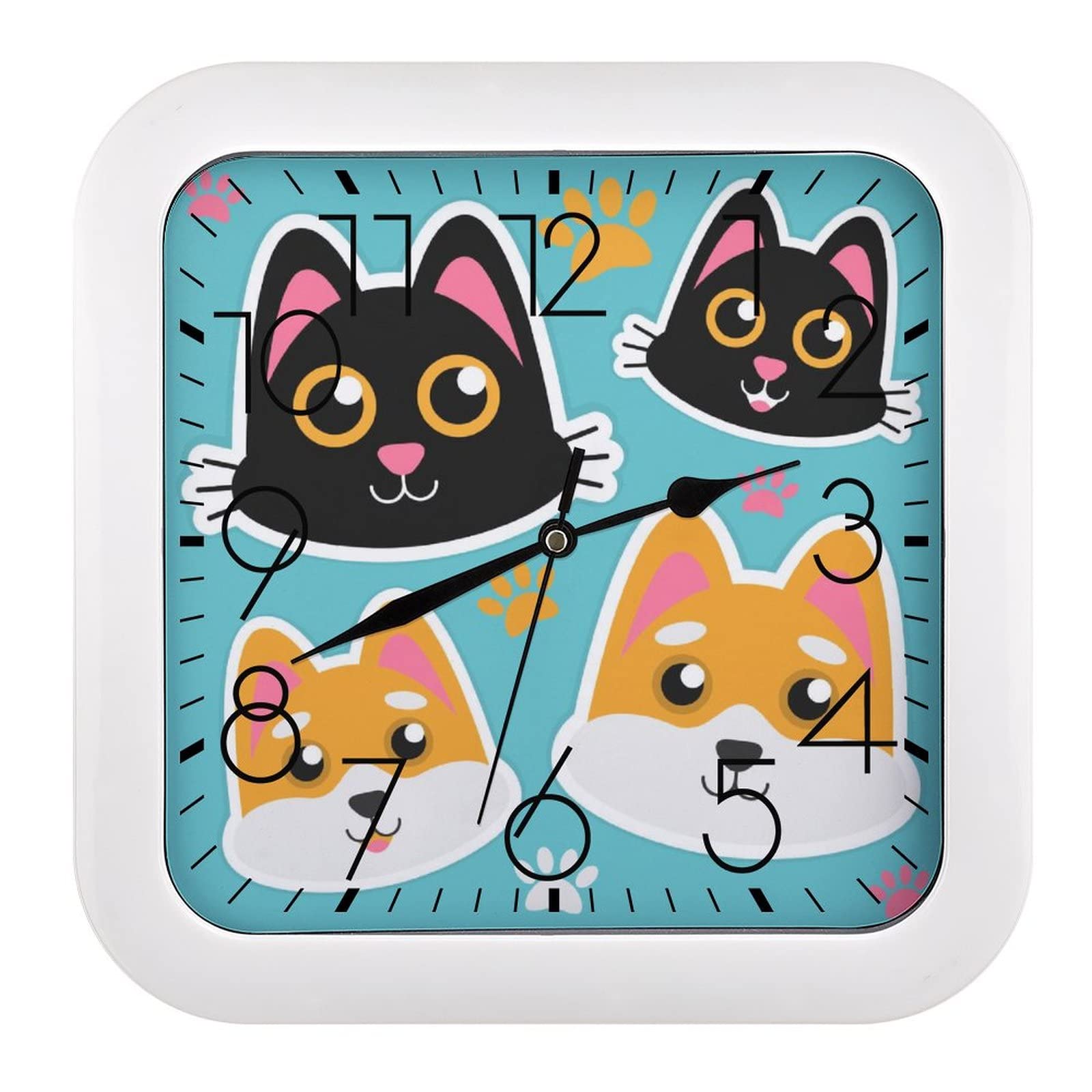 Pendule murale chat noir moderne, idée déco pour chambre