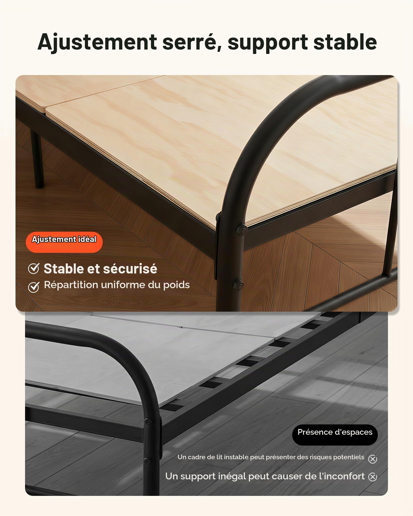 VEVOR Planche de Lit Double Full Size 180 x 130 x 1 cm, Lot de 8 Sommiers Panneaux Pliables avec Connexion, Support de Matelas en Bois pour Lit Superposé, pour Maison, Hôtel, Dortoir et Appartement