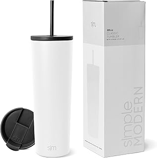 Simple Modern Insulated Tumbler with Lid and Straw | Iced Coffee Cup Reusable Stainless Steel Water Bottle Travel Mug | Gi...