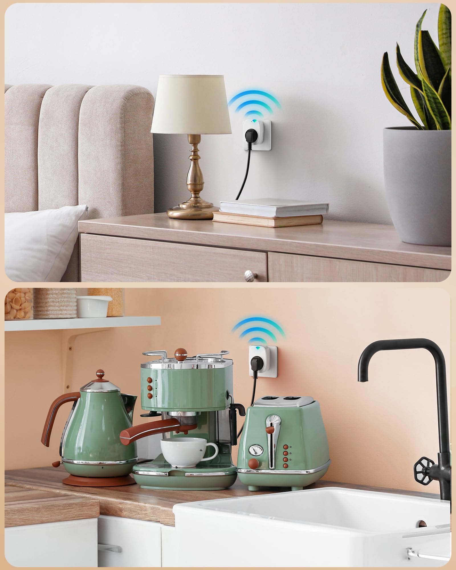 DEWENWILS Prese senza fili con telecomando, 16 A 3680 W, set di prese collegabili on/off 2V5, interruttore wireless espandibile per decorazioni feste ed elettrodomestici, 30-50 m