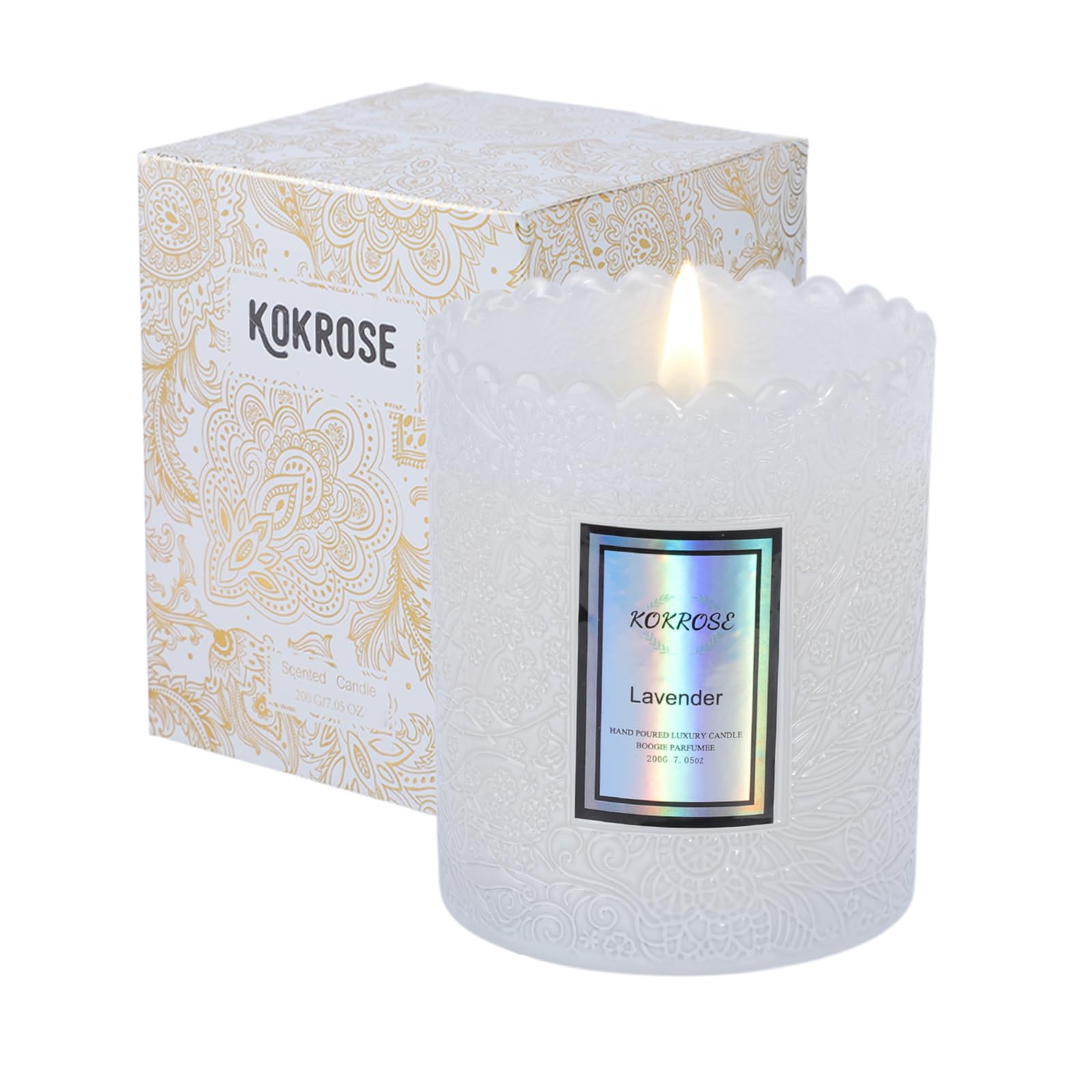 Lavender Candles, Soy Candle Non Toxic White Jar Candle Scented Candles for Stress Relief, Aromatherapy Candles for Women, 100% Natural Candle for Bedroom, Bathroom, Living Room