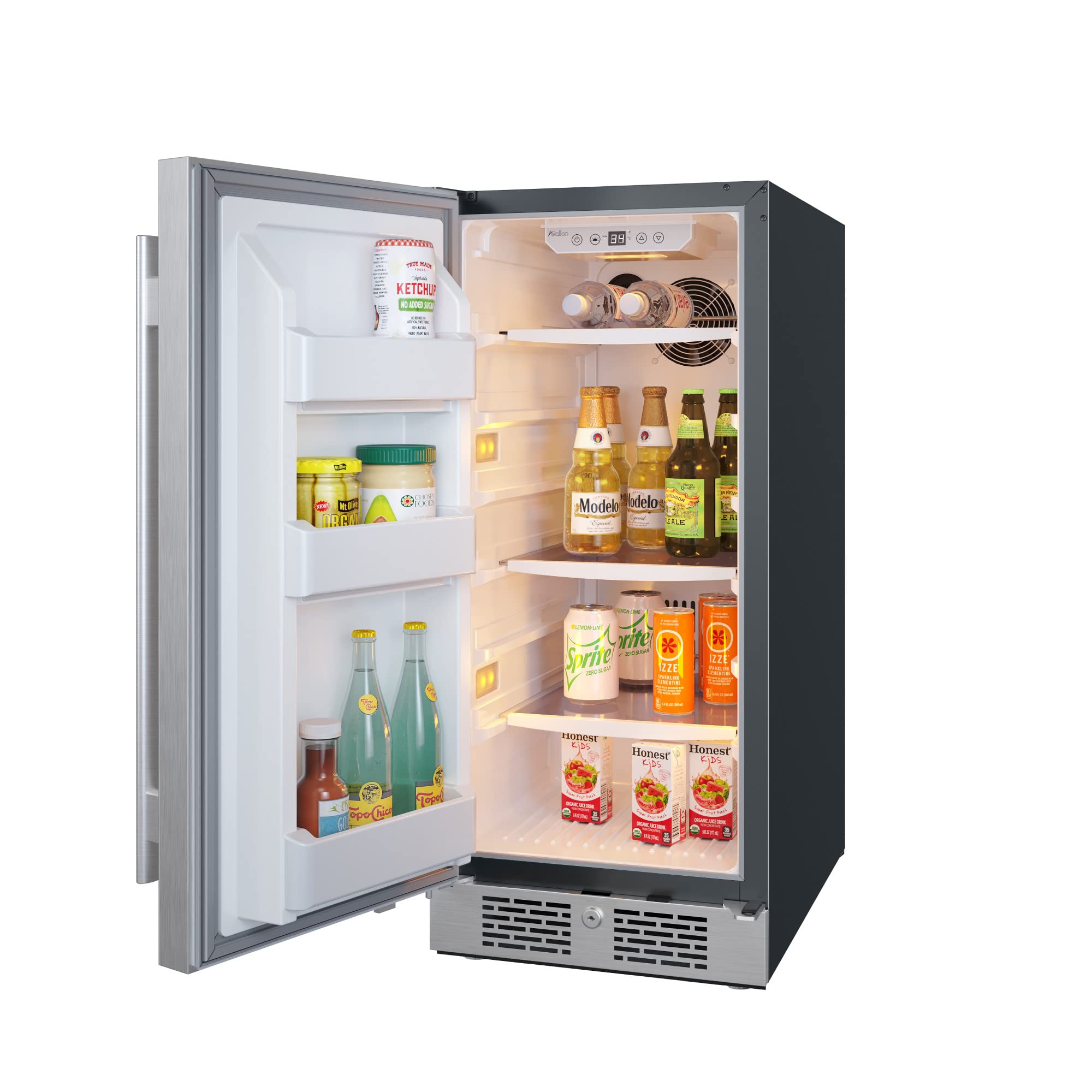 Avallon Afr152sslh 15 Inch Wide 3.3 Cu. Ft. Compact Refrigerator With LED Lighting And Left Swing Door on Fridge.com - View 4