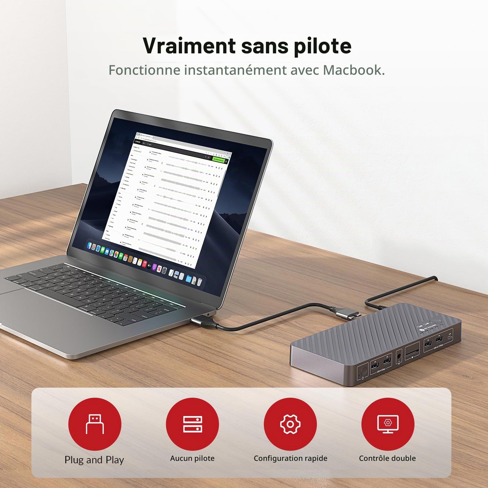 AV Access Station d'accueil commutateur KVM pour MacBook, KVM Switch USB C 2 moniteurs 2 PCs, Double Affichage HDMI 4K, Commutation 1 Portable + 1 Bureau, Ethernet, Charge Rapide 100W, émulation EDID