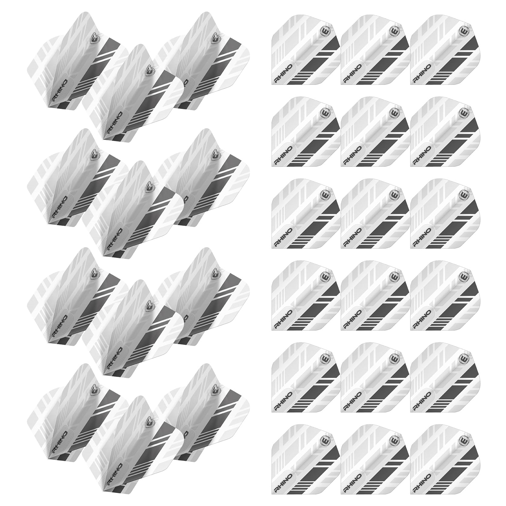 WINMAU Rhino White with Grey Stripe Dart Flights - 10 sets per pack (30 dart flights in total) โ image 1