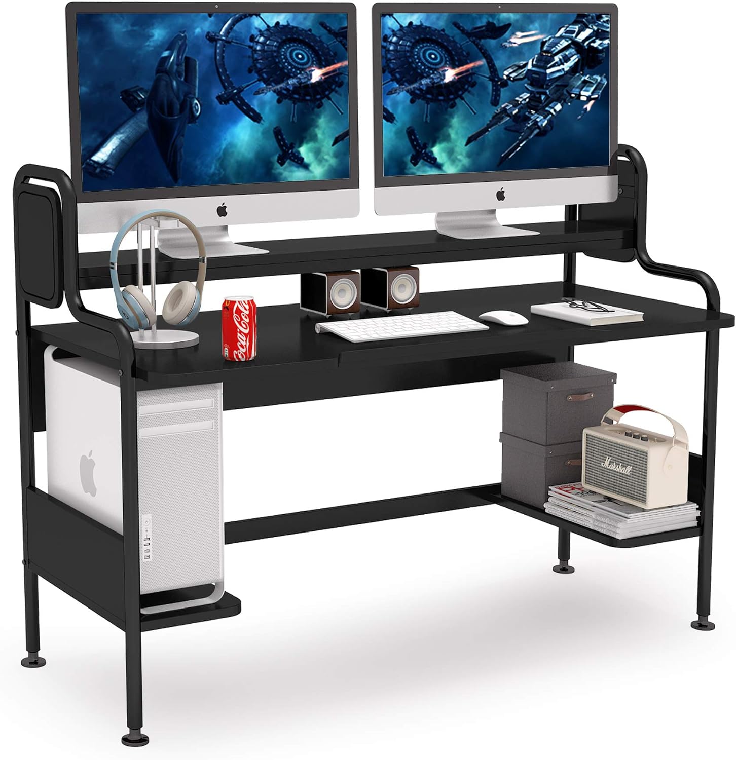 Tribesigns Computer Desk With Hutch 55 Inch Large Gaming Desk With Images
