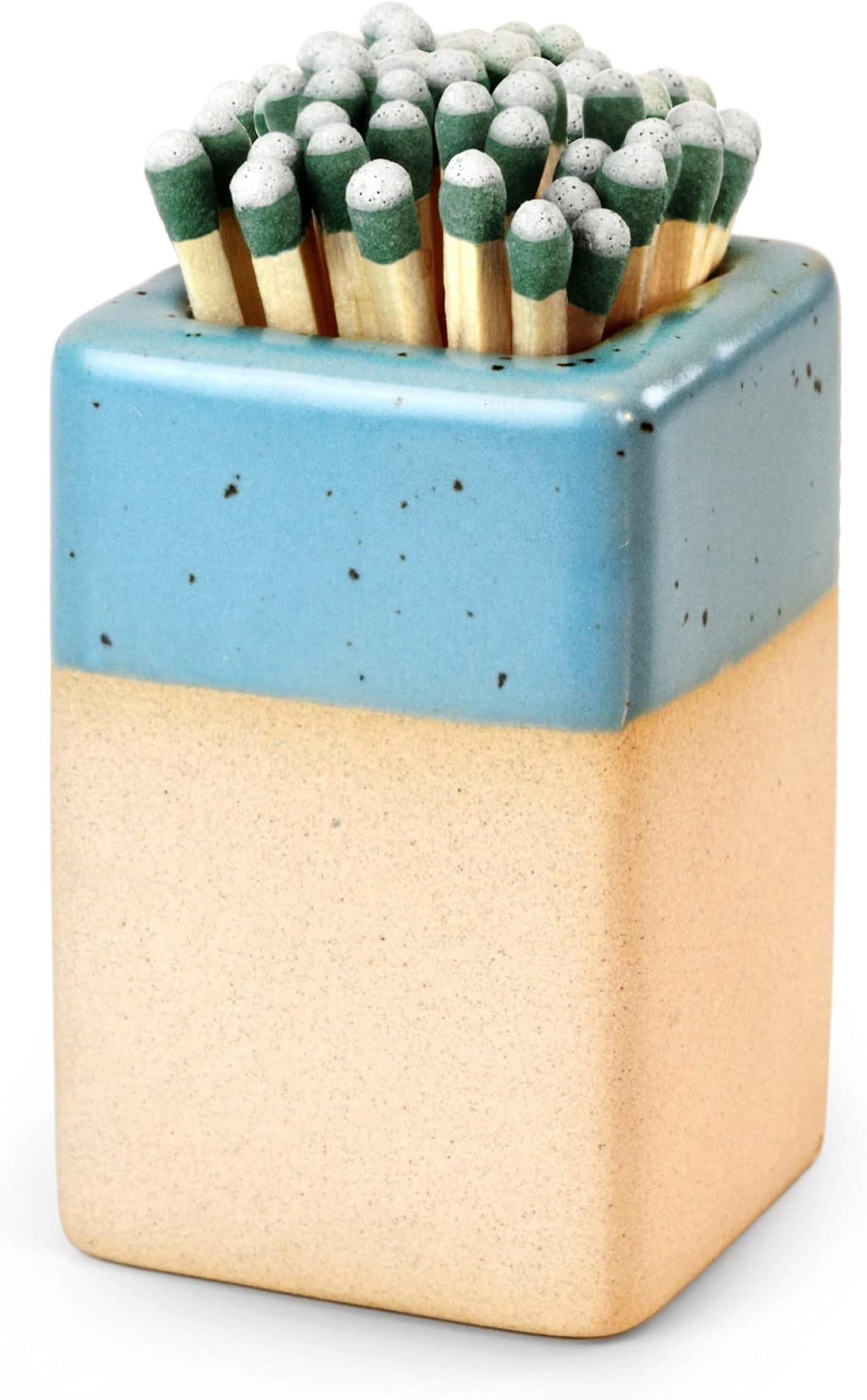 Match Holder with Striker - Modern Ceramic Jar for Strike Anywhere Matches | Perfect for Bathroom Decor, Kitchen Storage, Decorative Farmhouse Fireplace Decor, by Pullan Products