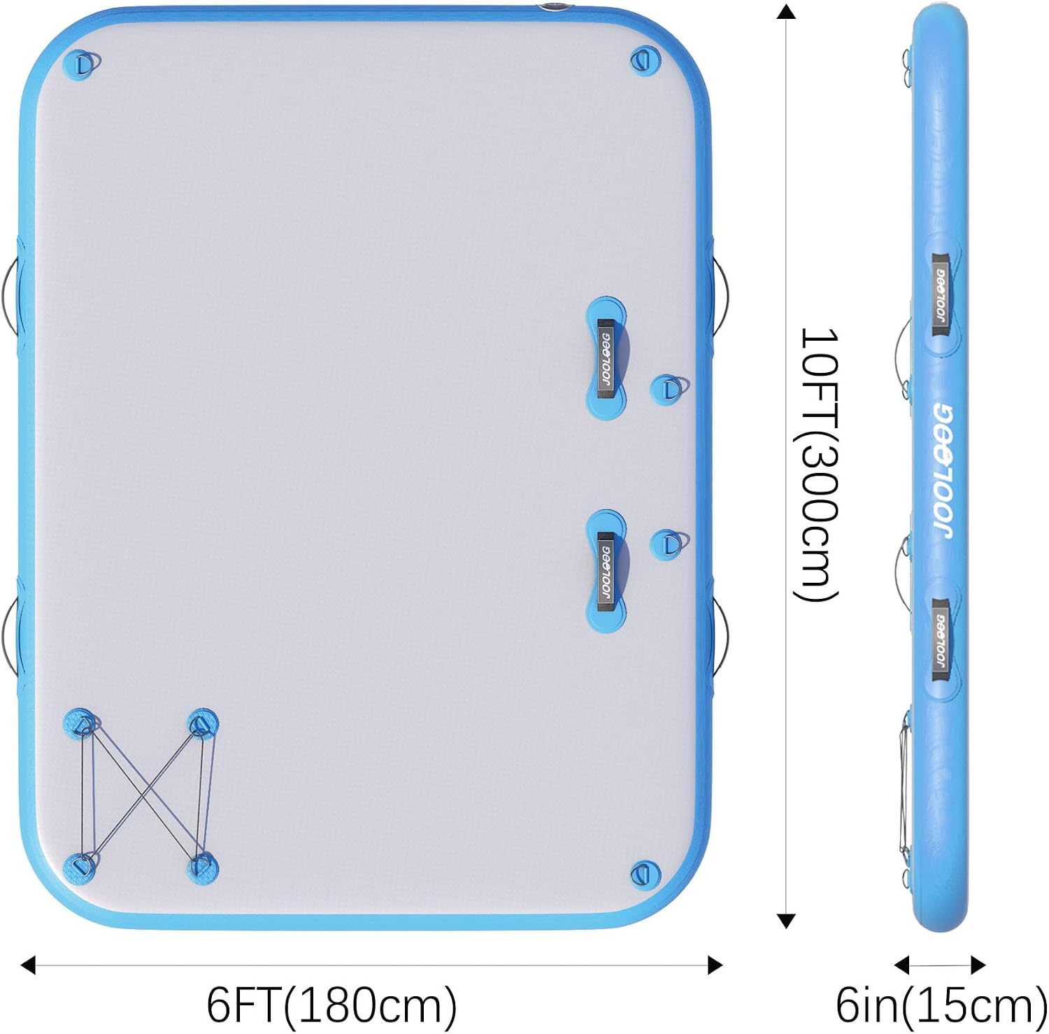 Inflatable Floating Dock Mat,6 inches Thick Inflatable Stable Platform Raft with Storage Bag None-Slip Surface for Lake Beach Pool
