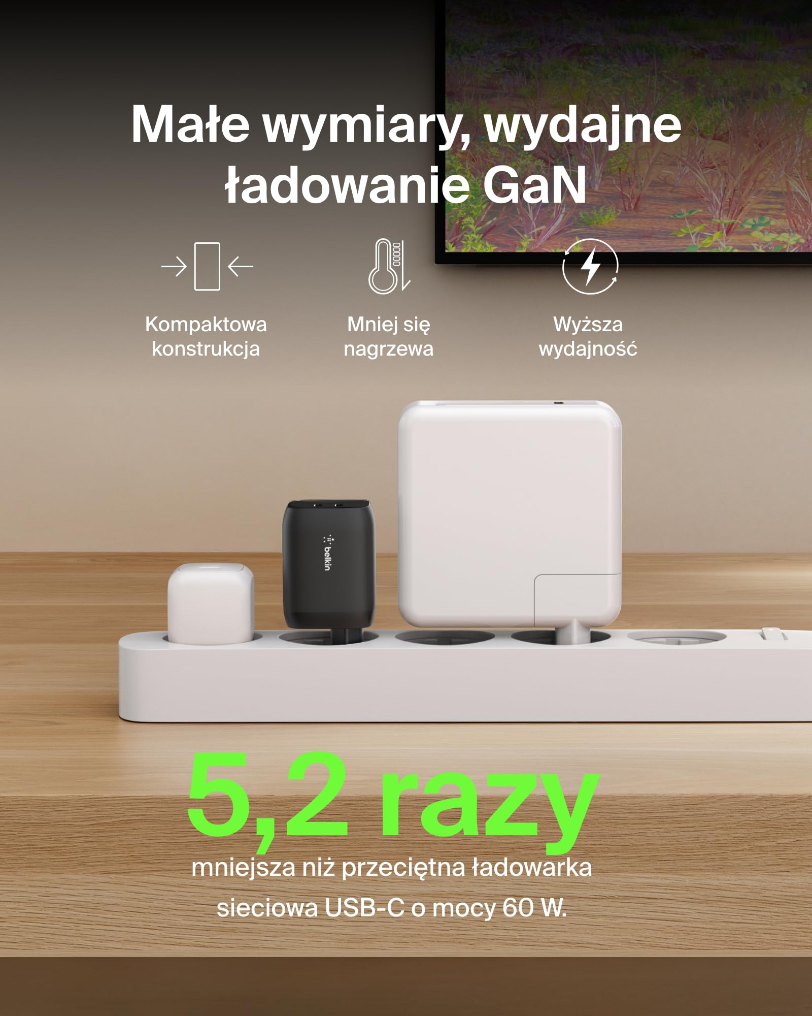 Belkin ładowarka USB-C 65 W z dwoma portami dla graczy, ładowarka USB 3.0 z GaN do szybkiego ładowania Nintendo Switch 2, iPhone 16, iPad, MacBook Air, Chromebook, Samsung Galaxy S25 Ultra – czarna