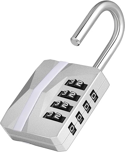 Miniatura 15 de ZHEGE - Candado pequeño para casillero de gimnasio, candado de combinación de 4 dígitos con etiqueta de nombre DIY, candado con teclado numérico 1