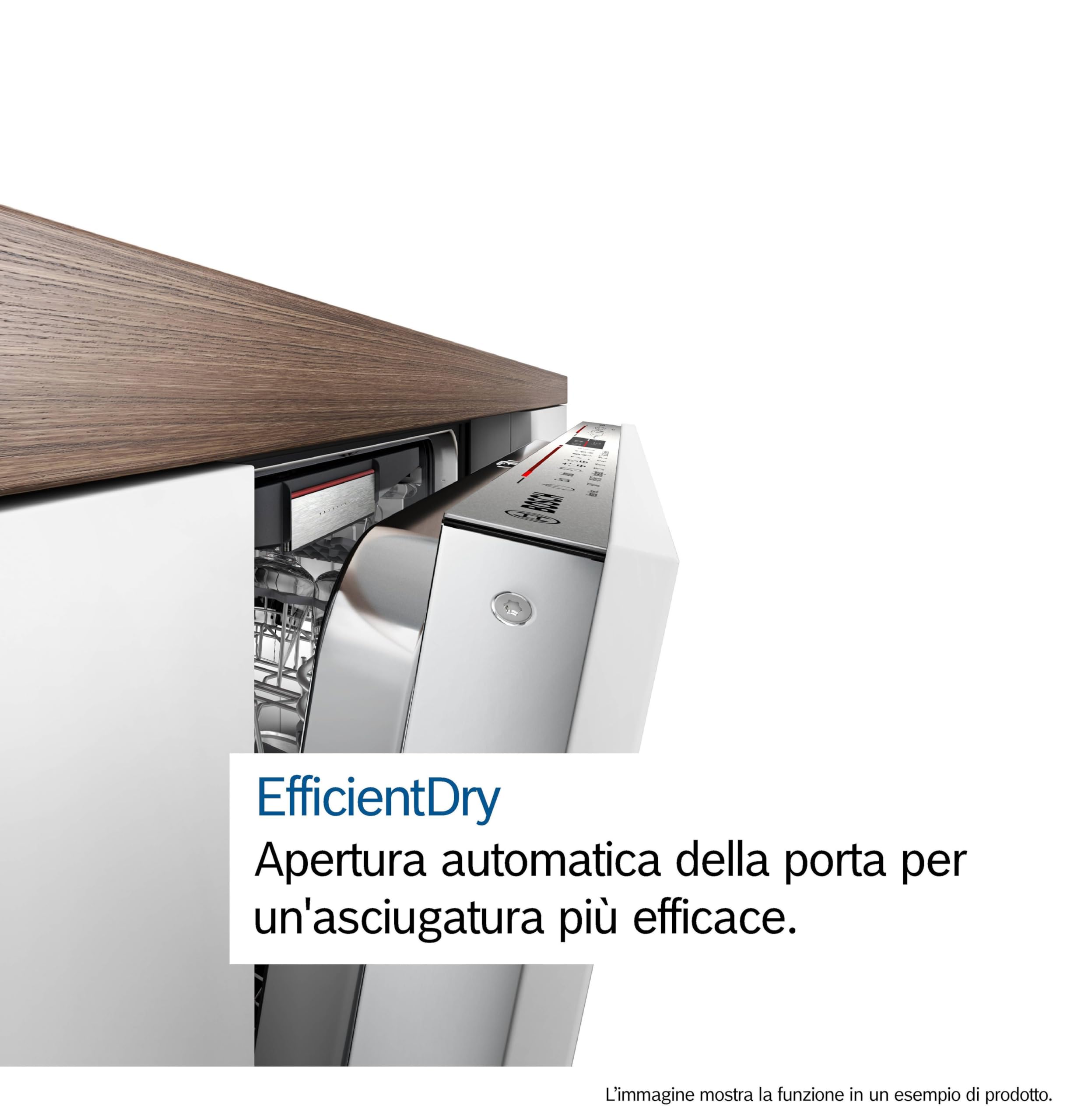 Bosch SMI4EVS08E Serie 4, Lavastoviglie da incasso con frontalino, Home Connect, EfficientDry: apertura automatica della porta, Diagnostica da remoto, Assistente al lavaggio, Acciaio, 60 cm