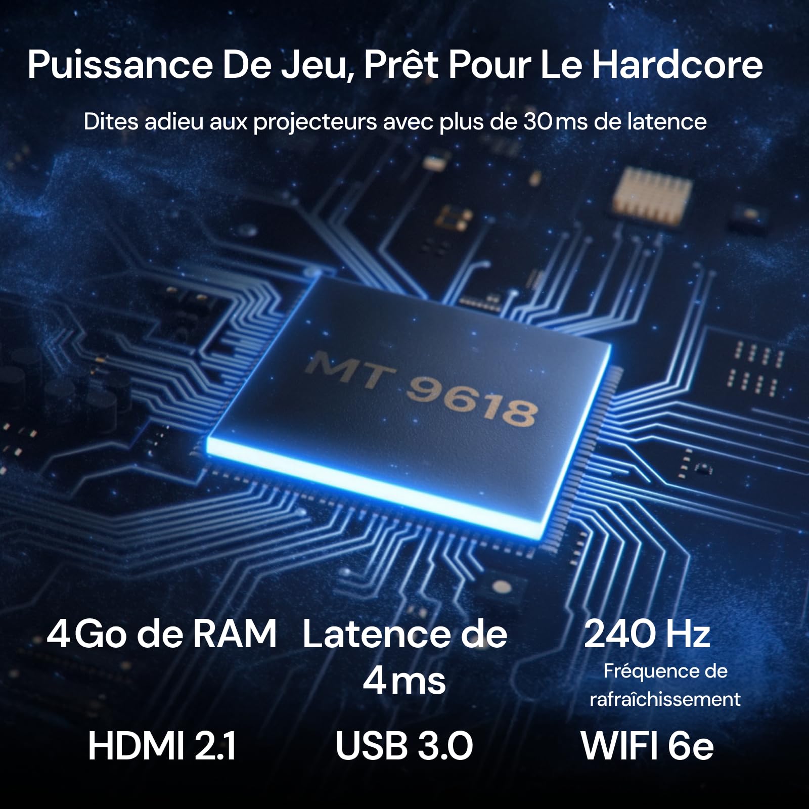 Proiettore laser triplo VisionMaster Pro, contrasto 15000:1, zoom 0,9-1,5, potenza multitasking 2X, IMAX, 4K HDR10+, streaming GTV, gaming senza ritardi 4 ms, con controllo vocale multipiattaforma
