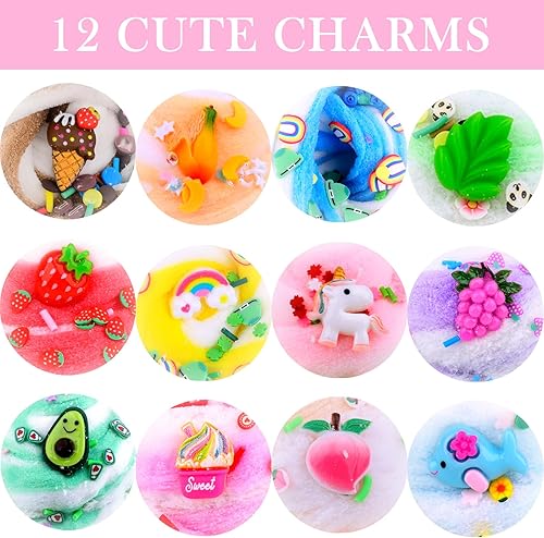 Miniatura 3 de Paquete de 12 kits de limo de nube, intercambio de regalos para el aula escolar para niños, ASMR, regalos de fiesta, dijes de limo, juguetes