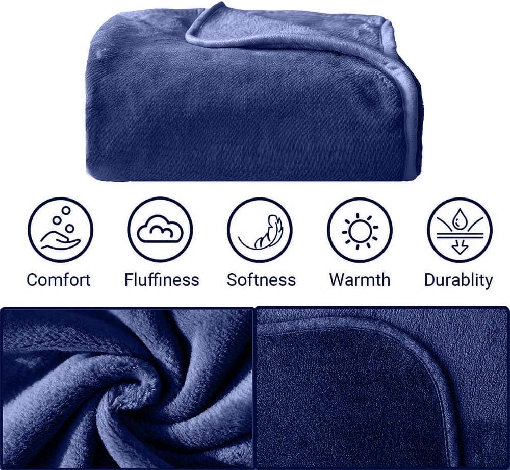 Travel Blanket Pillow, Soft Airplane Blanket 2-in-1, Travel Blanket Airplane Compact with Bag, Travel Essentials Accessories for Plane and Car,60x80 Navy