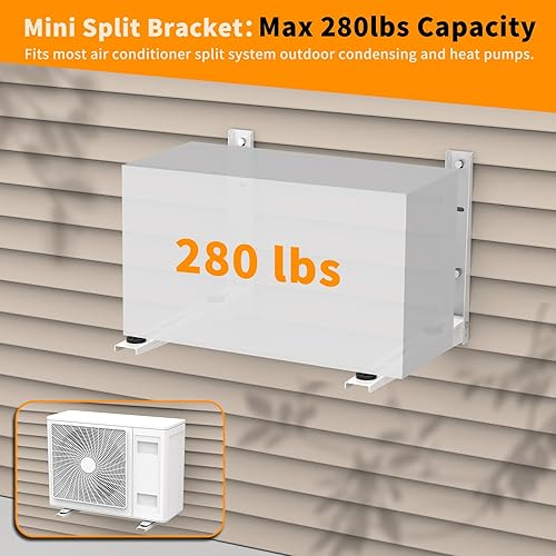 Miniatura 6 de Soporte de montaje en pared para 9000 BTU-18000 BTU Mini Split AC Unit,Max 280 lb Capacity.Mini Split Mount Bracket con hardware para bombas de