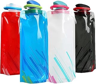 700ml Faltbare Trinkflasche, 4er Faltbare Wasserflasche Wiederverwendbare Trinkflasche Festival für das Wandern, Abenteuer,Reisen