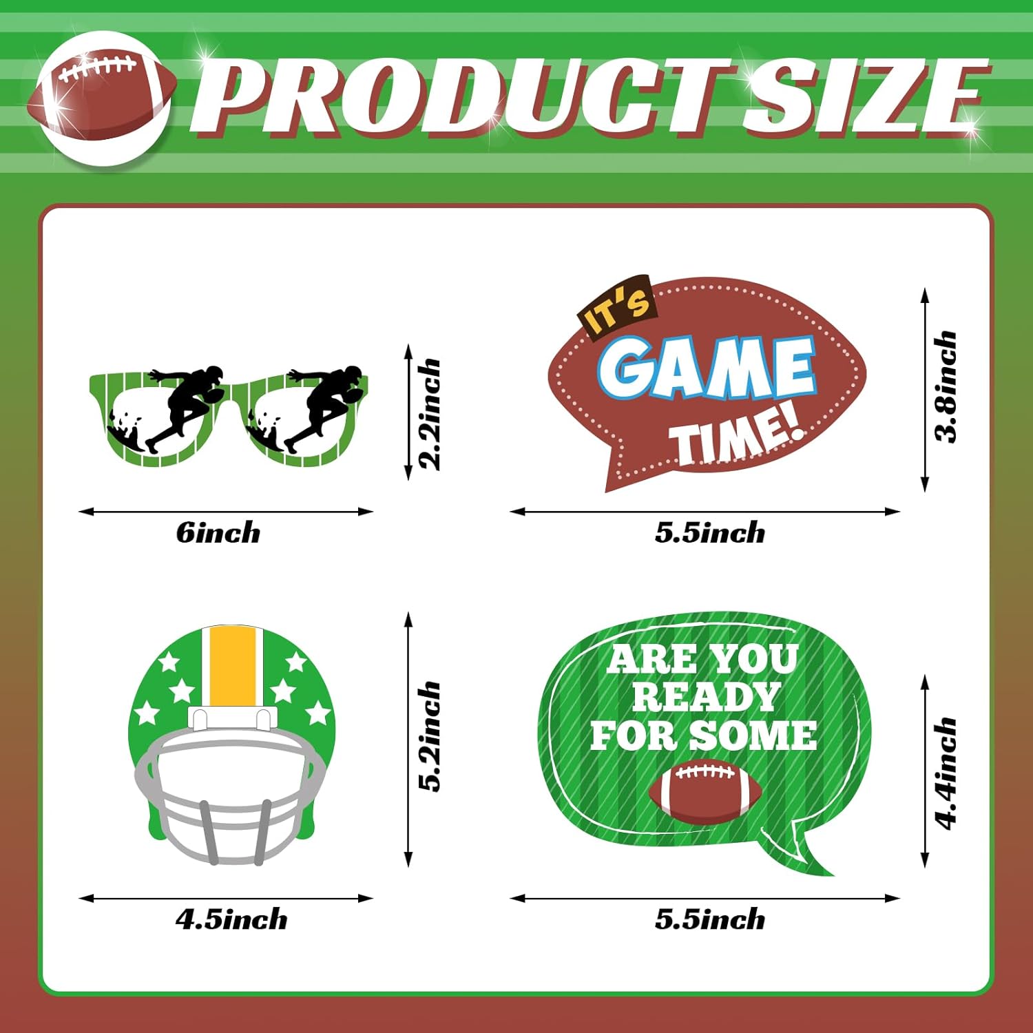 Maicaiffe Football Birthday Photo Booth Props - 24 Pcs Sport Baby Shower Selfie Props Favors Supplies - Game Day Centerpiece Sticks - Football Sign Birthday Party Decorations - Image 3